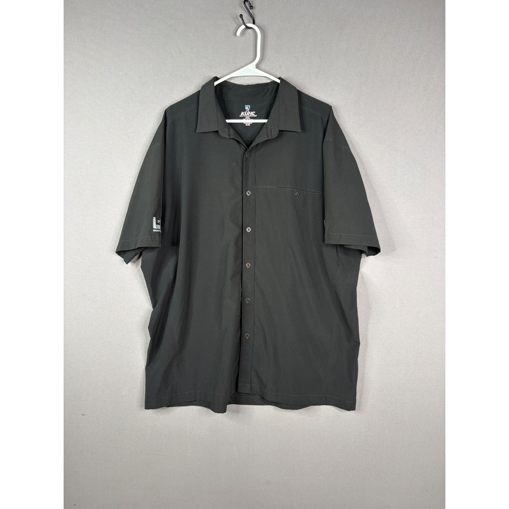 KUHL Button Up Shirt Mens XXL Black Tufflex Short Sleeve Outdoor Hiking Goettle